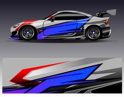 vector de diseño de envoltura de coche. Diseños de kits de fondo de carreras de franjas abstractas gráficas para envolver vehículos carrera de autos rally aventura y librea