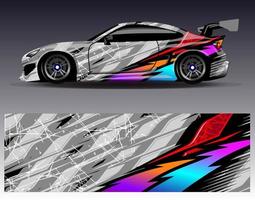 vector de diseño de envoltura de coche. Diseños de kits de fondo de carreras de franjas abstractas gráficas para envolver vehículos carrera de autos rally aventura y librea