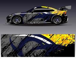 Car wrap design vector. Graphic abstract stripe racing background kit designs for wrap vehicle  race car  rally  adventure and livery vector