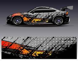 Car wrap design vector. Graphic abstract stripe racing background kit designs for wrap vehicle  race car  rally  adventure and livery vector