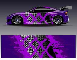 Car wrap design vector. Graphic abstract stripe racing background kit designs for wrap vehicle  race car  rally  adventure and livery vector