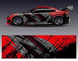 Car wrap design vector. Graphic abstract stripe racing background kit designs for wrap vehicle  race car  rally  adventure and livery vector