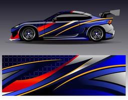 Car wrap design vector. Graphic abstract stripe racing background kit designs for wrap vehicle  race car  rally  adventure and livery vector