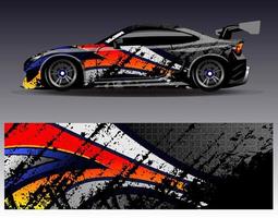 vector de diseño de envoltura de coche. Diseños de kits de fondo de carreras de franjas abstractas gráficas para envolver vehículos carrera de autos rally aventura y librea