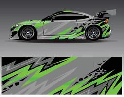 vector de diseño de envoltura de coche. Diseños de kits de fondo de carreras de franjas abstractas gráficas para envolver vehículos carrera de autos rally aventura y librea