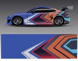 Car wrap design vector. Graphic abstract stripe racing background kit designs for wrap vehicle  race car  rally  adventure and livery vector