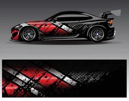 Car wrap design vector. Graphic abstract stripe racing background kit designs for wrap vehicle  race car  rally  adventure and livery vector