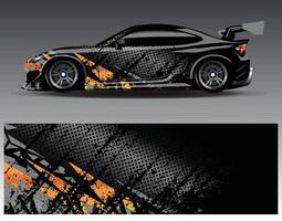 Car wrap design vector. Graphic abstract stripe racing background kit designs for wrap vehicle  race car  rally  adventure and livery vector