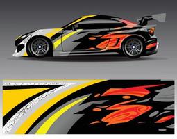 Car wrap design vector. Graphic abstract stripe racing background kit designs for wrap vehicle  race car  rally  adventure and livery vector