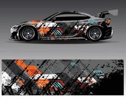 Car wrap design vector. Graphic abstract stripe racing background kit designs for wrap vehicle  race car  rally  adventure and livery vector