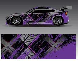 vector de diseño de envoltura de coche. Diseños de kits de fondo de carreras de franjas abstractas gráficas para envolver vehículos carrera de autos rally aventura y librea