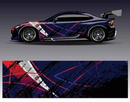 Car wrap design vector. Graphic abstract stripe racing background kit designs for wrap vehicle  race car  rally  adventure and livery vector