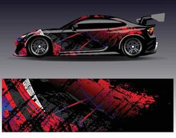 Car wrap design vector. Graphic abstract stripe racing background kit designs for wrap vehicle  race car  rally  adventure and livery vector