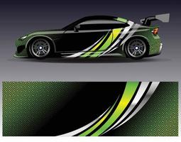 vector de diseño de envoltura de coche. Diseños de kits de fondo de carreras de franjas abstractas gráficas para envolver vehículos carrera de autos rally aventura y librea