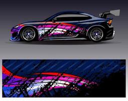 Car wrap design vector. Graphic abstract stripe racing background kit designs for wrap vehicle  race car  rally  adventure and livery vector