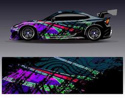 Car wrap design vector. Graphic abstract stripe racing background kit designs for wrap vehicle  race car  rally  adventure and livery vector