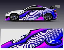 vector de diseño de envoltura de coche. Diseños de kits de fondo de carreras de franjas abstractas gráficas para envolver vehículos carrera de autos rally aventura y librea