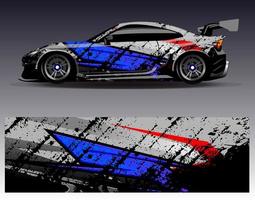 Car wrap design vector. Graphic abstract stripe racing background kit designs for wrap vehicle  race car  rally  adventure and livery vector