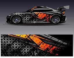 Car wrap design vector. Graphic abstract stripe racing background kit designs for wrap vehicle  race car  rally  adventure and livery vector