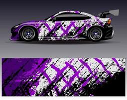 vector de diseño de envoltura de coche. Diseños de kits de fondo de carreras de franjas abstractas gráficas para envolver vehículos carrera de autos rally aventura y librea