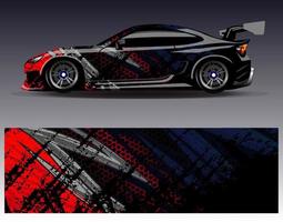 Car wrap design vector. Graphic abstract stripe racing background kit designs for wrap vehicle  race car  rally  adventure and livery vector