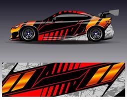 vector de diseño de envoltura de coche. Diseños de kits de fondo de carreras de franjas abstractas gráficas para envolver vehículos carrera de autos rally aventura y librea