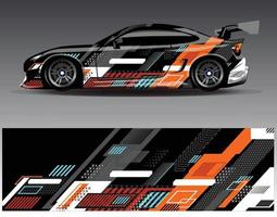 Car wrap design vector. Graphic abstract stripe racing background kit designs for wrap vehicle  race car  rally  adventure and livery vector