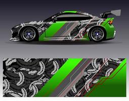 Car wrap design vector. Graphic abstract stripe racing background kit designs for wrap vehicle  race car  rally  adventure and livery vector