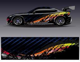 Car wrap design vector. Graphic abstract stripe racing background kit designs for wrap vehicle  race car  rally  adventure and livery vector