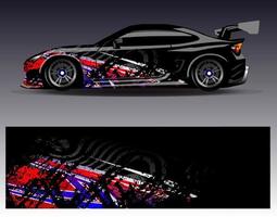 Car wrap design vector. Graphic abstract stripe racing background kit designs for wrap vehicle  race car  rally  adventure and livery vector