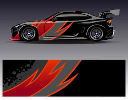 Car wrap design vector. Graphic abstract stripe racing background kit designs for wrap vehicle  race car  rally  adventure and livery vector