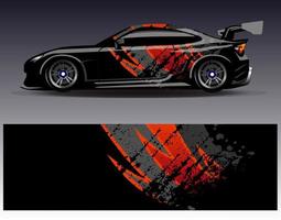 Car wrap design vector. Graphic abstract stripe racing background kit designs for wrap vehicle  race car  rally  adventure and livery vector