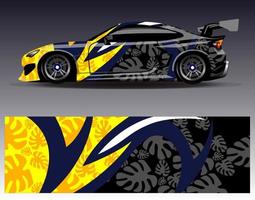 vector de diseño de envoltura de coche. Diseños de kits de fondo de carreras de franjas abstractas gráficas para envolver vehículos carrera de autos rally aventura y librea