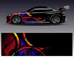 Car wrap design vector. Graphic abstract stripe racing background kit designs for wrap vehicle  race car  rally  adventure and livery vector