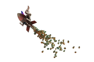 3D Illustration , Bunny Rocket Easter Design. png