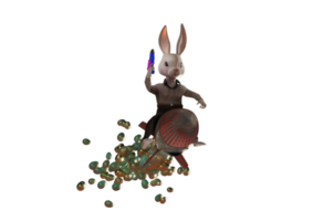 3D Illustration , Bunny Rocket Easter Design. png