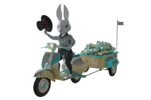 3D Illustration , The Easter Bunny delivering eggs png