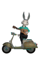 3d illustration ,mignon dessin animé lapin jouer ukulélé png