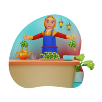 Making Ketupat For Eid Mubarak, 3D Character Illustration png