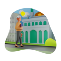 hombre yendo a mezquita en ramadán, 3d personaje ilustración png