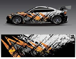 Car wrap design vector. Graphic abstract stripe racing background kit designs for wrap vehicle  race car  rally  adventure and livery vector