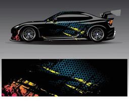 Car wrap design vector. Graphic abstract stripe racing background kit designs for wrap vehicle  race car  rally  adventure and livery vector