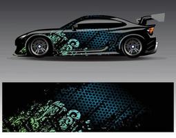 Car wrap design vector. Graphic abstract stripe racing background kit designs for wrap vehicle  race car  rally  adventure and livery vector