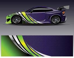 Car wrap design vector. Graphic abstract stripe racing background kit designs for wrap vehicle  race car  rally  adventure and livery vector