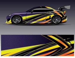 Car wrap design vector. Graphic abstract stripe racing background kit designs for wrap vehicle  race car  rally  adventure and livery vector