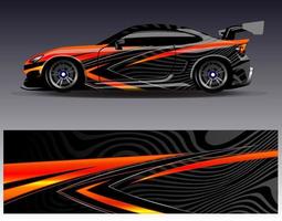 Car wrap design vector. Graphic abstract stripe racing background kit designs for wrap vehicle  race car  rally  adventure and livery vector