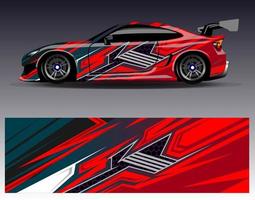 vector de diseño de envoltura de coche. Diseños de kits de fondo de carreras de franjas abstractas gráficas para envolver vehículos carrera de autos rally aventura y librea