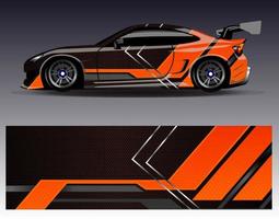 Car wrap design vector. Graphic abstract stripe racing background kit designs for wrap vehicle  race car  rally  adventure and livery vector