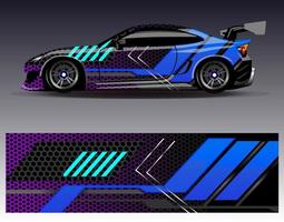 vector de diseño de envoltura de coche. Diseños de kits de fondo de carreras de franjas abstractas gráficas para envolver vehículos carrera de autos rally aventura y librea