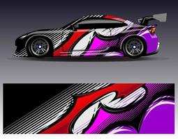 Car wrap design vector. Graphic abstract stripe racing background kit designs for wrap vehicle  race car  rally  adventure and livery vector